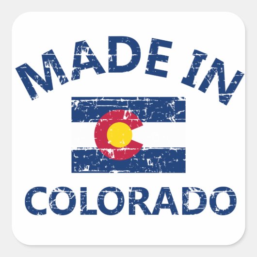 Made in Colorado Quadratischer Aufkleber (Vorderseite)