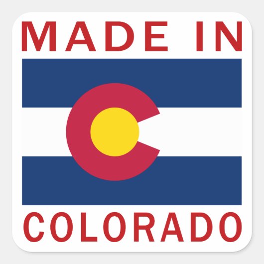 Made in Colorado Quadratischer Aufkleber (Vorderseite)