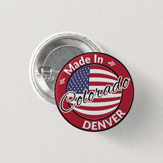 Made in Denver Colorado USA Flag Button (Vorne & Hinten)