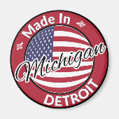 Made in Detroit Michigan USA Flag Magnet (Vorne)