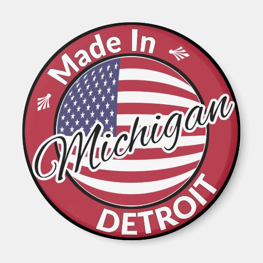 Made in Detroit Michigan USA Flag Magnet (Vorne)
