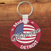 Made in Detroit Michigan USA Flag Schlüsselanhänger (Vorderseite)