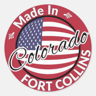 Made in Fort Collins Colorado American Flag Runder Aufkleber