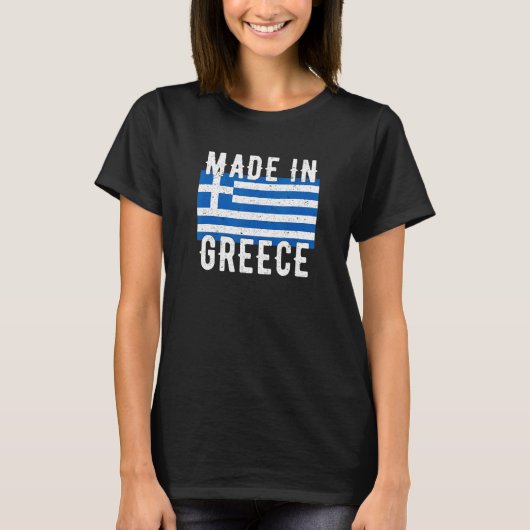 Made In Greece Greek Flag Home Country Retro Vinta T-Shirt (Vorderseite)