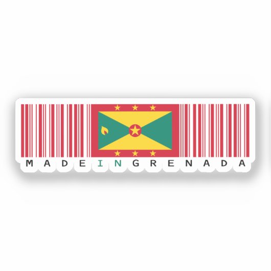 Made in Grenada Barcode Flag Aufkleber (Vorderseite)
