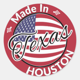Made in Houston Texas US Flagge Flag Runder Aufkleber