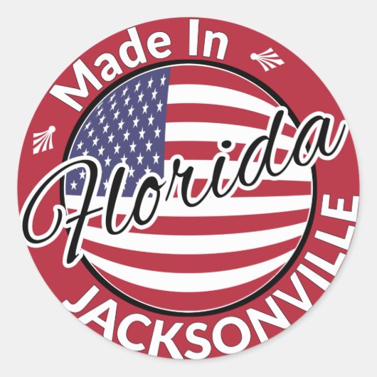 Made in Jacksonville Florida USA Flag Runder Aufkleber (Vorderseite)