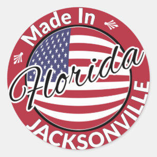 Made in Jacksonville Florida USA Flag Runder Aufkleber