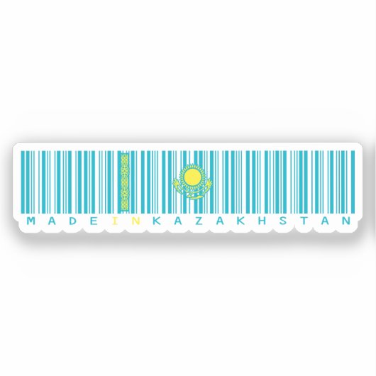 Made in Kazakhstan Barcode Flag Sticker (Vorderseite)