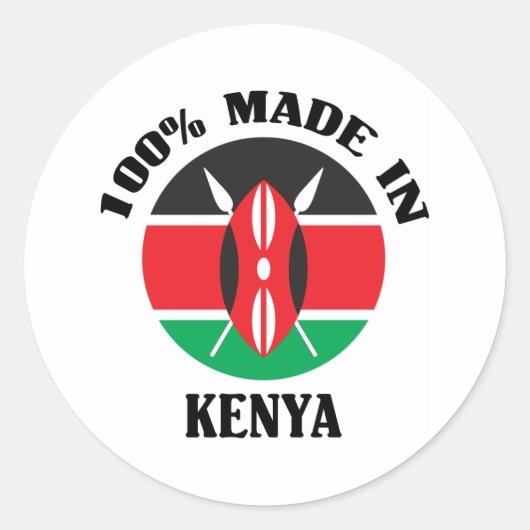 Made in Kenya Runder Aufkleber (Vorderseite)
