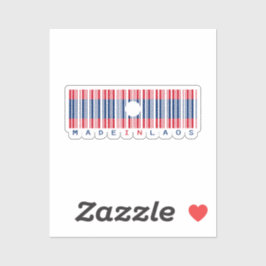 Made in Laos Barcode Flag Sticker