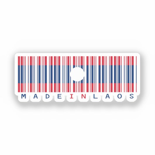 Made in Laos Barcode Flag Sticker (Vorderseite)