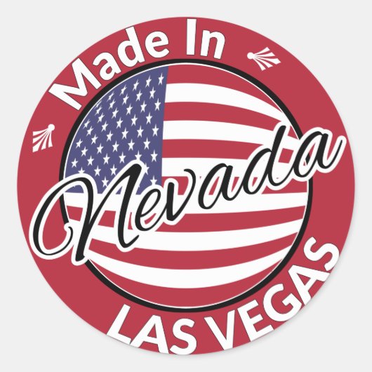 Made in Las Vegas Nevada USA Flag Runder Aufkleber (Vorderseite)