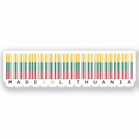 Made in Lithuania Barcode Flag Aufkleber (Vorderseite)