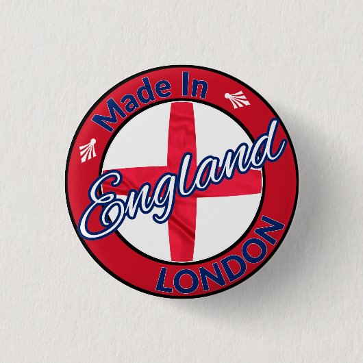 Made in London England St George Flag Button (Vorderseite)