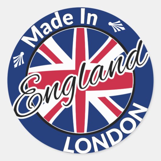 Made in London England Union Jack Flag Runder Aufkleber (Vorderseite)