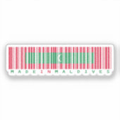 Made in Maldives Barcode Flag Design Aufkleber (Vorderseite)
