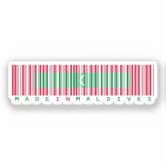 Made in Maldives Barcode Flag Design Aufkleber (Vorderseite)