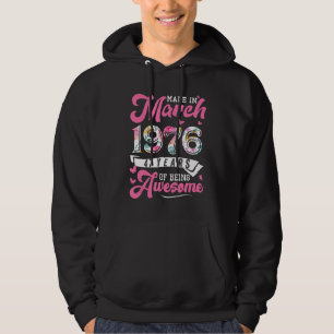 Made in März 1976 Floral 47 Jahre alt 47. Geburtst Hoodie