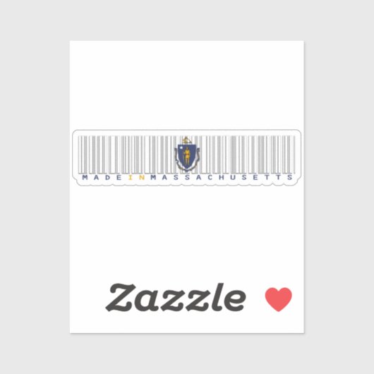 Made in Massachusetts Barcode Flag Sticker - Staat (Blatt)