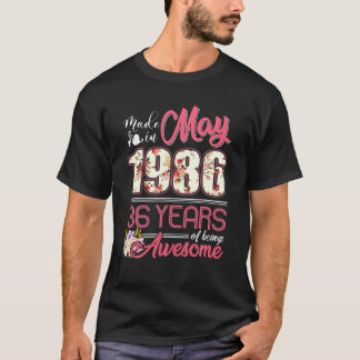 Made in May 1986 Floral 36 Jahre alt 36. Geburtsta T-Shirt