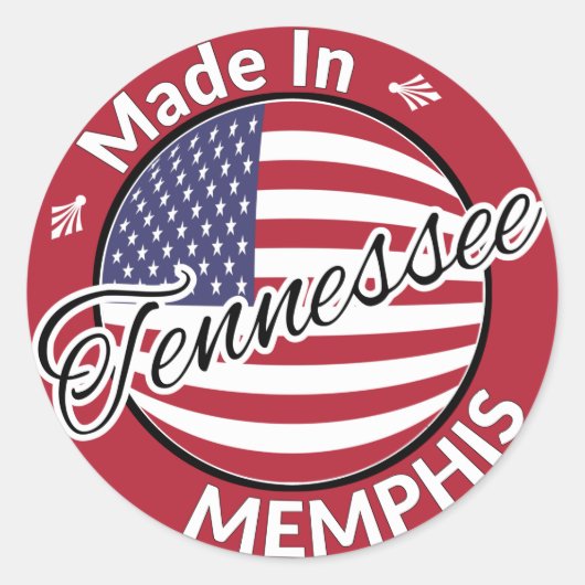 Made in Memphis Tennessee USA Flag Runder Aufkleber (Vorderseite)