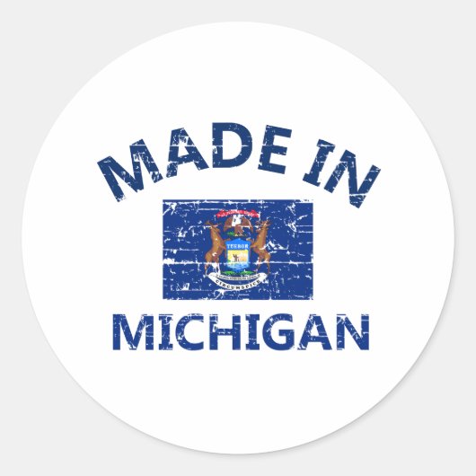 Made in MICHIGAN Runder Aufkleber (Vorderseite)
