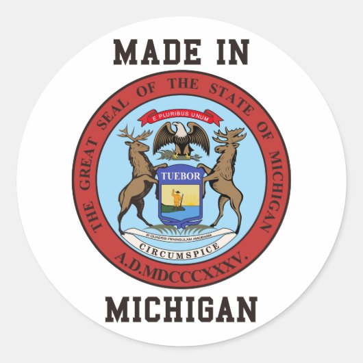 Made in Michigan Runder Aufkleber (Vorderseite)
