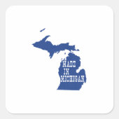 Made in Michigan Shaped Blue Michigander Quadratischer Aufkleber (Vorderseite)
