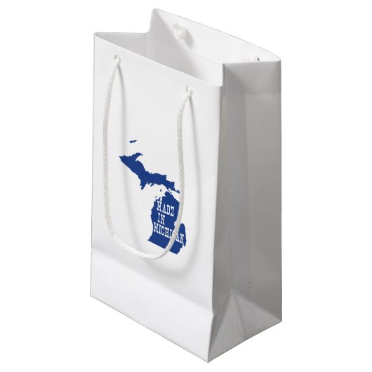 Made in Michigan Silhouette Geschenktasche Kleine Geschenktüte (Vorderseite Schrägansicht)