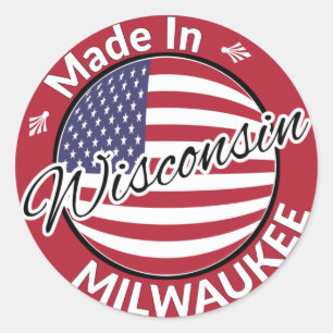 Made in Milwaukee Wisconsin USA Flag Runder Aufkleber