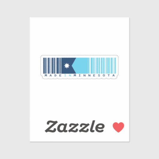 Made in Minnesota Barcode Flag Sticker - Staat (Blatt)