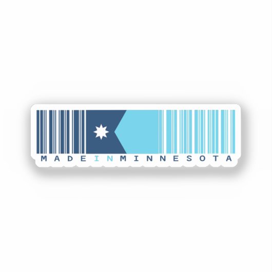 Made in Minnesota Barcode Flag Sticker - Staat (Vorderseite)