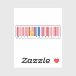 Made in Mongolia Barcode Flag Design Aufkleber