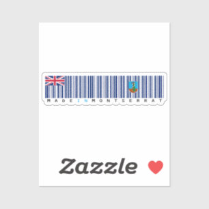 Made in Montserrat Barcode Flag Aufkleber
