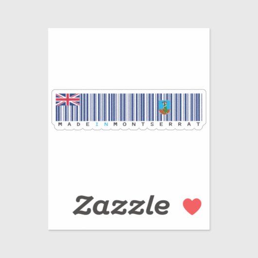 Made in Montserrat Barcode Flag Aufkleber (Blatt)