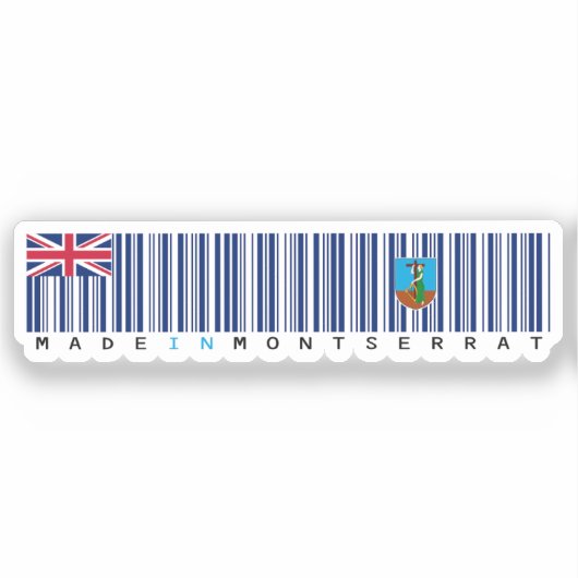 Made in Montserrat Barcode Flag Aufkleber (Vorderseite)