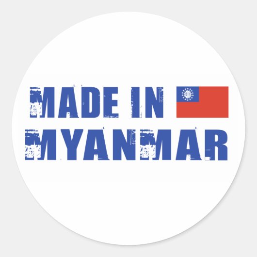Made in Myanmar Runder Aufkleber (Vorderseite)