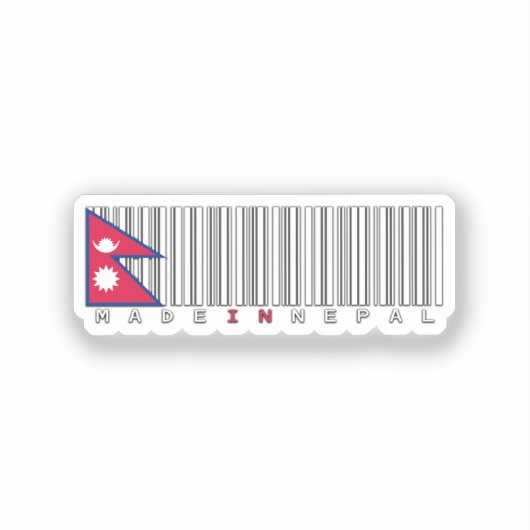 Made in Nepal Barcode Flag Design Aufkleber (Vorderseite)