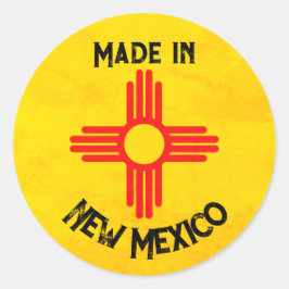 Made in New Mexico State Flag Zia Sun Runder Aufkleber