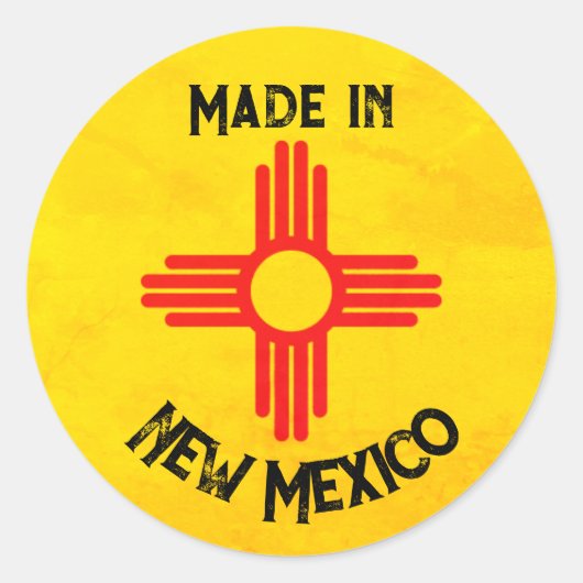 Made in New Mexico State Flag Zia Sun Runder Aufkleber (Vorderseite)
