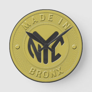Made in New York Bronx Runde Wanduhr