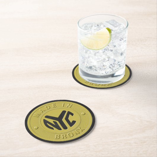 Made in New York Bronx Runder Pappuntersetzer (Vor Ort)