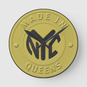 Made in New York Queens Runde Wanduhr