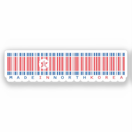 Made in North Korea Barcode Flag Design Aufkleber (Vorderseite)