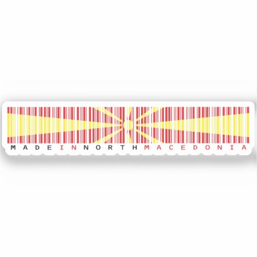 Made in North Macedonia Barcode Flag Aufkleber (Vorderseite)