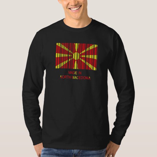 Made in North Macedonia Flag Barcode T-Shirt (Vorderseite)