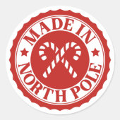 Made in North Pole Runder Aufkleber (Vorderseite)