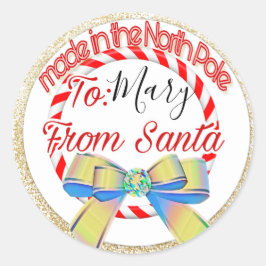 Made in North Pole Weihnachten Runder Aufkleber