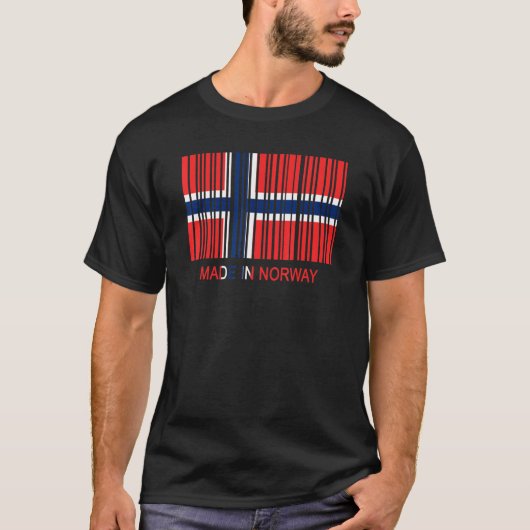 Made in Norway Flag Barcode T-Shirt (Vorderseite)